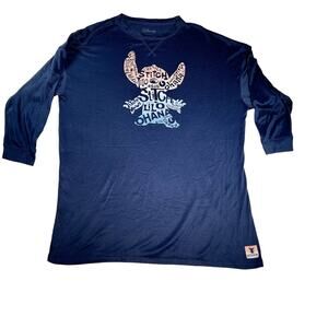 Disney Stitch Lilo Sleepwear Night Shirt Woman Medium 8-10 '21 Print Navy